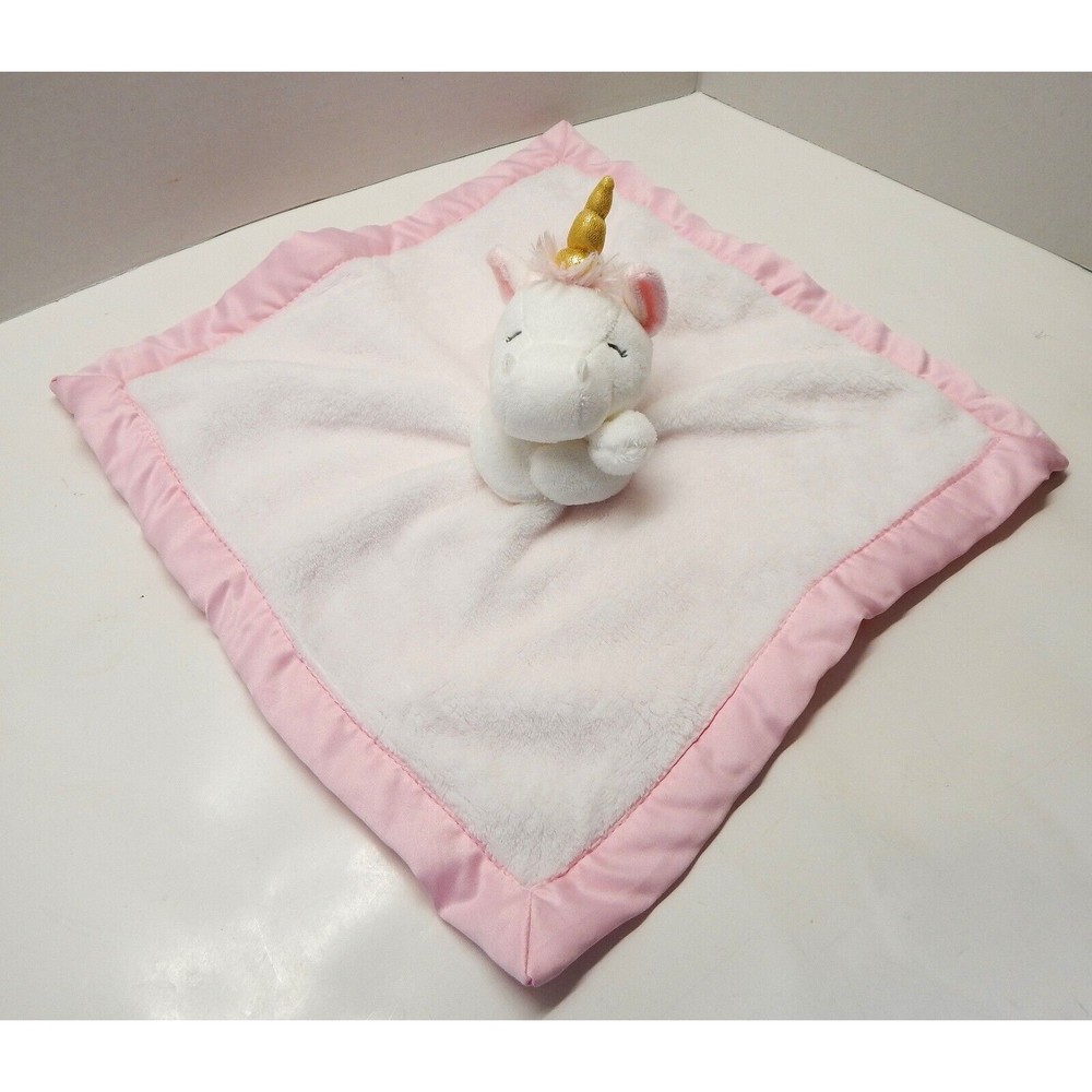 Carter's Unicorn Baby Security Blanket Lovey Pink Satin Border Plush